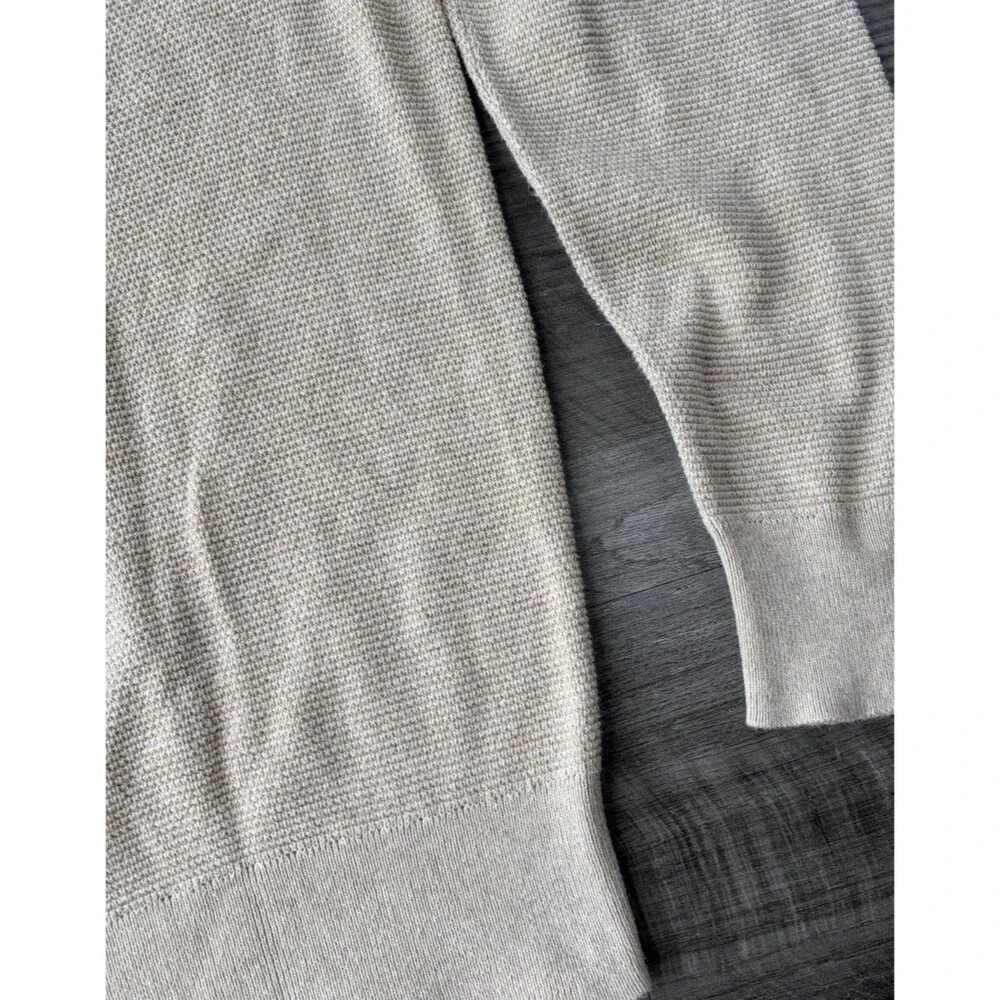 J Crew Mens Large Crewneck Sweater Beige Textured Knit Raglan Pullover Cotton L
